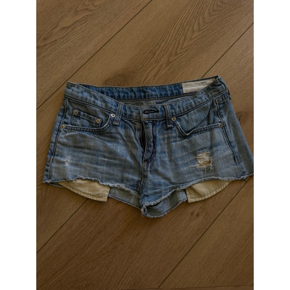 Rag & Bone JEAN Moss Distressed Denim Cut Off Shorts Wash Size 25 W1911K600